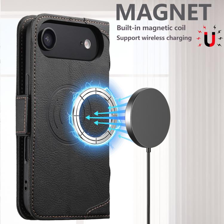 For iPhone 17 Air SUTENI J07 Multifunctional Horizontal Flip Magsafe Leather Phone Case(Black) - iPhone 17 Air Cases by Suteni | Online Shopping UK | buy2fix