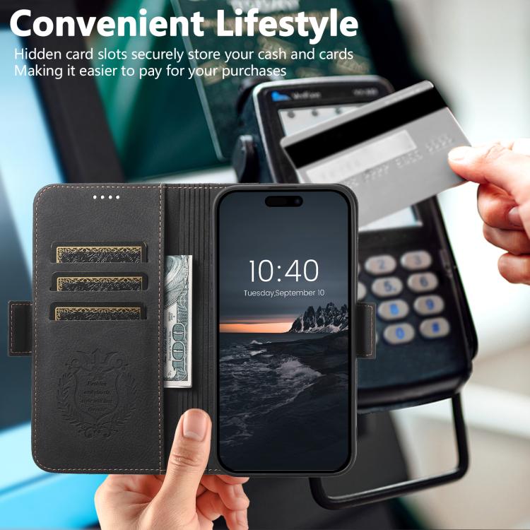 For iPhone 17 SUTENI J07 Multifunctional Horizontal Flip Magsafe Leather Phone Case(Black) - iPhone 17 Cases by Suteni | Online Shopping UK | buy2fix
