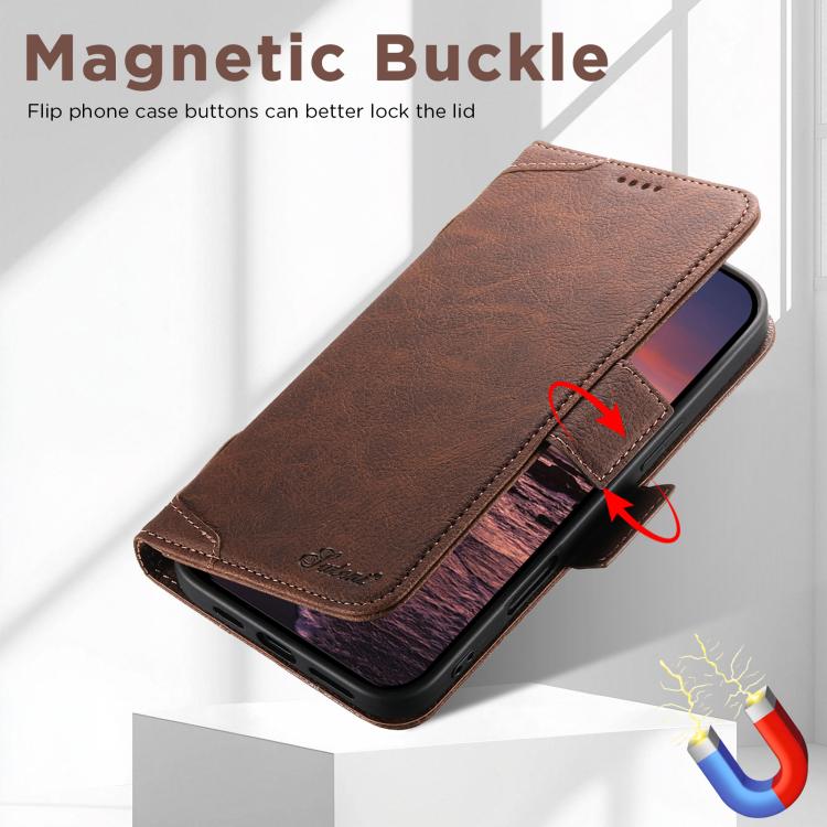 For iPhone 17 SUTENI J07 Multifunctional Horizontal Flip Magsafe Leather Phone Case(Brown) - iPhone 17 Cases by Suteni | Online Shopping UK | buy2fix