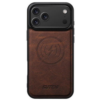 For iPhone 17 Pro Max Suteni G5 Litchi Leather Magnetic MagSafe Phone Case(Brown) - iPhone 17 Pro Max Cases by Suteni | Online Shopping UK | buy2fix