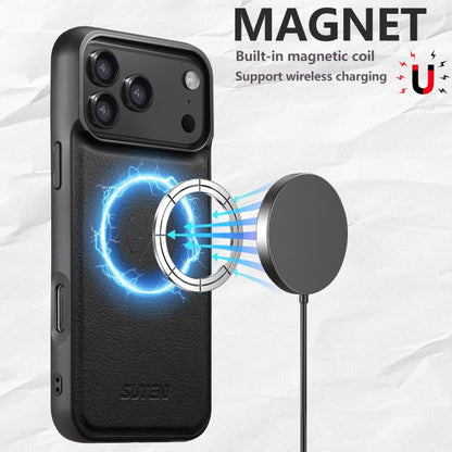 For iPhone 17 Pro Suteni G5 Litchi Leather Magnetic MagSafe Phone Case(Black) - iPhone 17 Pro Cases by Suteni | Online Shopping UK | buy2fix