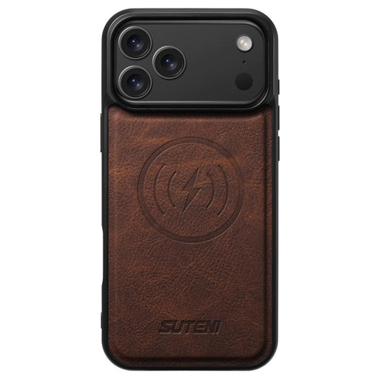 For iPhone 17 Pro Suteni G5 Litchi Leather Magnetic MagSafe Phone Case(Brown) - iPhone 17 Pro Cases by Suteni | Online Shopping UK | buy2fix
