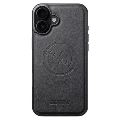 For iPhone 17 Suteni G5 Litchi Leather Magnetic MagSafe Phone Case(Black) - iPhone 17 Cases by Suteni | Online Shopping UK | buy2fix