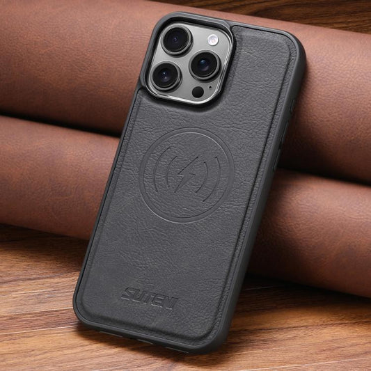 For iPhone 17 Suteni G5 Litchi Leather Magnetic MagSafe Phone Case(Black) - iPhone 17 Cases by Suteni | Online Shopping UK | buy2fix