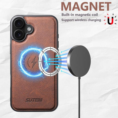 For iPhone 17 Suteni G5 Litchi Leather Magnetic MagSafe Phone Case(Brown) - iPhone 17 Cases by Suteni | Online Shopping UK | buy2fix
