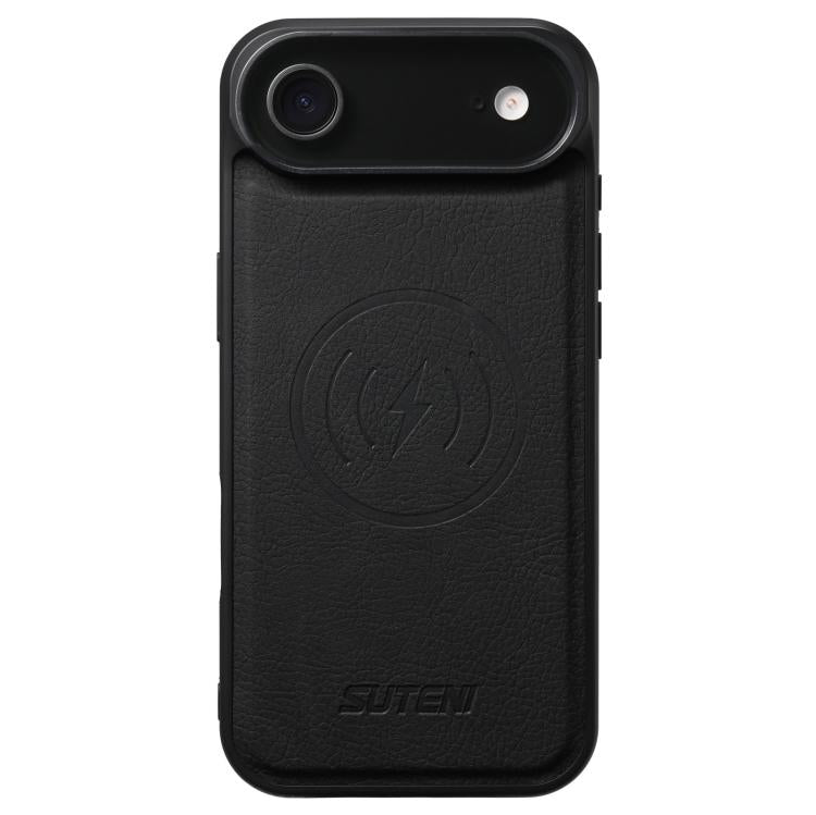 For iPhone 17 Air Suteni G5 Litchi Leather Magnetic MagSafe Phone Case(Black) - iPhone 17 Air Cases by Suteni | Online Shopping UK | buy2fix