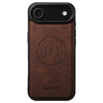 For iPhone Air Suteni G5 Litchi Leather Magnetic MagSafe Phone Case(Brown) - iPhone Air Cases by Suteni | Online Shopping UK | buy2fix