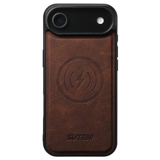 For iPhone Air Suteni G5 Litchi Leather Magnetic MagSafe Phone Case(Brown) - iPhone Air Cases by Suteni | Online Shopping UK | buy2fix