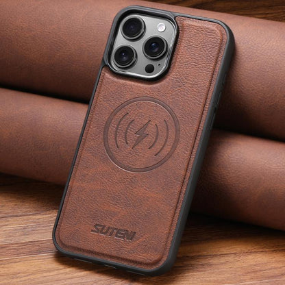 For iPhone Air Suteni G5 Litchi Leather Magnetic MagSafe Phone Case(Brown) - iPhone Air Cases by Suteni | Online Shopping UK | buy2fix