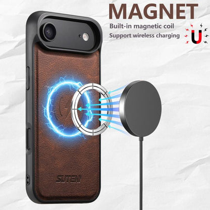 For iPhone Air Suteni G5 Litchi Leather Magnetic MagSafe Phone Case(Brown) - iPhone Air Cases by Suteni | Online Shopping UK | buy2fix