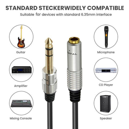 JUNSUNMAY 6.35mm 1/4 inch Male to Female Stereo Headphone Guitar Extension Cable Cord, Length:1.8m - Aux Cable by JUNSUNMAY | Online Shopping UK | buy2fix