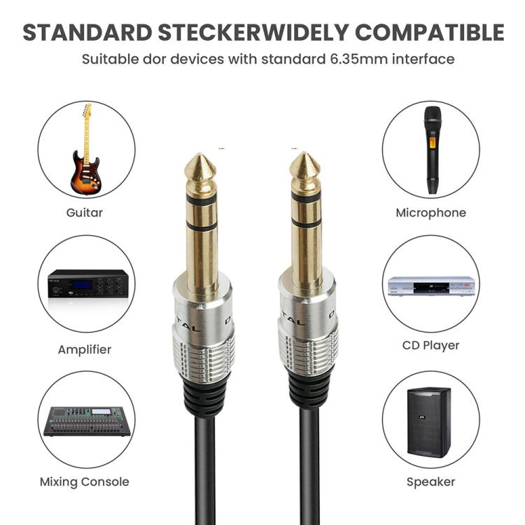 JUNSUNMAY 6.35mm 1/4 inch Male to Male Stereo Headphone Guitar Extension Cable Cord, Length:5m - Aux Cable by JUNSUNMAY | Online Shopping UK | buy2fix