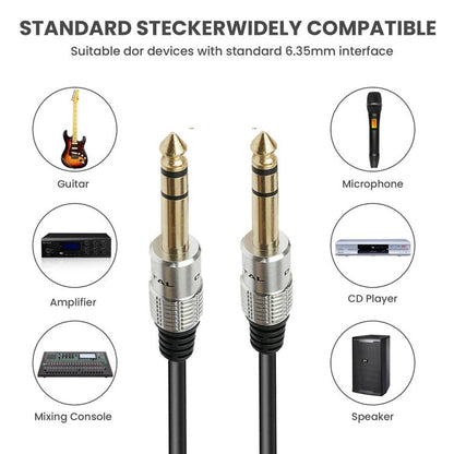 JUNSUNMAY 6.35mm 1/4 inch Male to Male Stereo Headphone Guitar Extension Cable Cord, Length:3m - Aux Cable by JUNSUNMAY | Online Shopping UK | buy2fix