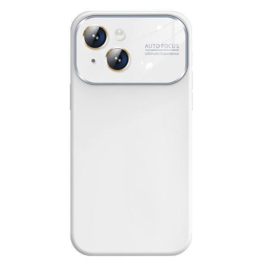 For iPhone 14 Kalebol Large Windows Frosted Liquid Silicone Phone Case(Pure White)