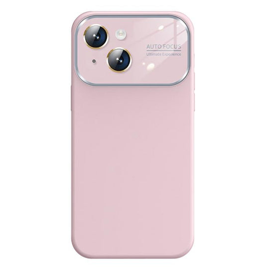 For iPhone 14 Kalebol Large Windows Frosted Liquid Silicone Phone Case(Grayish Pink)