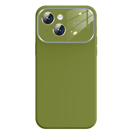 For iPhone 14 Kalebol Large Windows Frosted Liquid Silicone Phone Case(Willow Green)