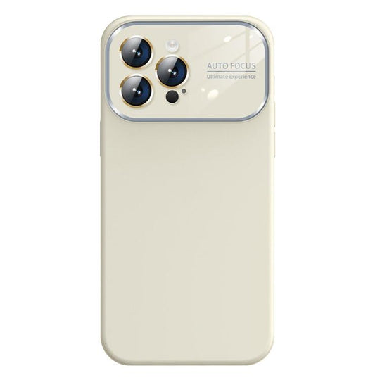 For iPhone 14 Pro Kalebol Large Windows Frosted Liquid Silicone Phone Case(Antique White)