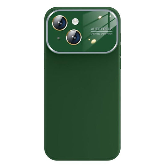 For iPhone 13 Kalebol Large Windows Frosted Liquid Silicone Phone Case(Cangling Green)