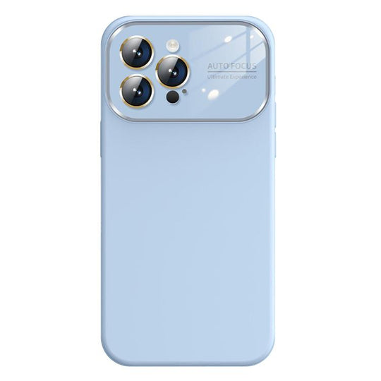 For iPhone 12 Pro Kalebol Large Windows Frosted Liquid Silicone Phone Case(Far Peak Blue)