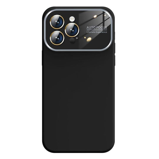 For iPhone 14 Pro Max Kalebol Large Windows Frosted Liquid Silicone Phone Case(Black)