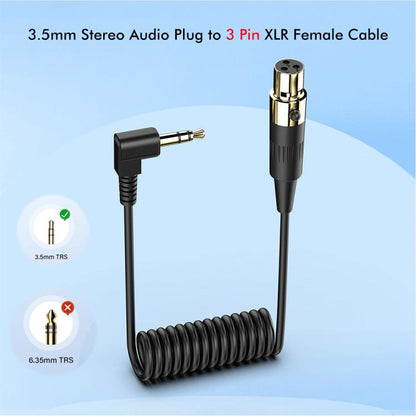 JUNSUNMAY 3.5mm Stereo Male to 3 Pin XLR Female Mixer Spring Extension Adapter Cable, Length: 0.5m - Microphone Audio Cable & Connector by JUNSUNMAY | Online Shopping UK | buy2fix