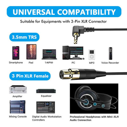 JUNSUNMAY 3.5mm Stereo Male to 3 Pin XLR Female Mixer Spring Extension Adapter Cable, Length: 0.5m - Microphone Audio Cable & Connector by JUNSUNMAY | Online Shopping UK | buy2fix