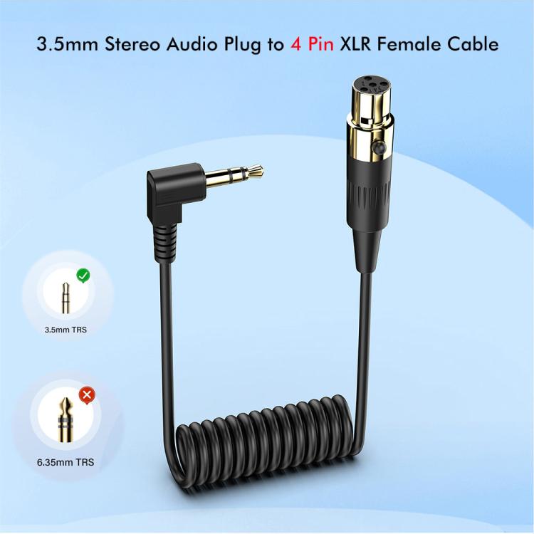 JUNSUNMAY 3.5mm Stereo Male to 4 Pin XLR Female Mixer Spring Extension Adapter Cable, Length: 0.5m - Microphone Audio Cable & Connector by JUNSUNMAY | Online Shopping UK | buy2fix