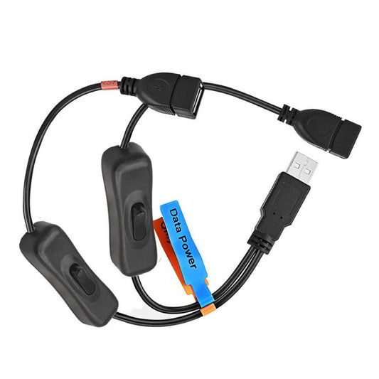 JUNSUNMAY USB 2.0 Male to 2 Dual USB Female Jack Y Splitter Hub Power Cord Extension Adapter with On/Off Switch - USB Cable by JUNSUNMAY | Online Shopping UK | buy2fix