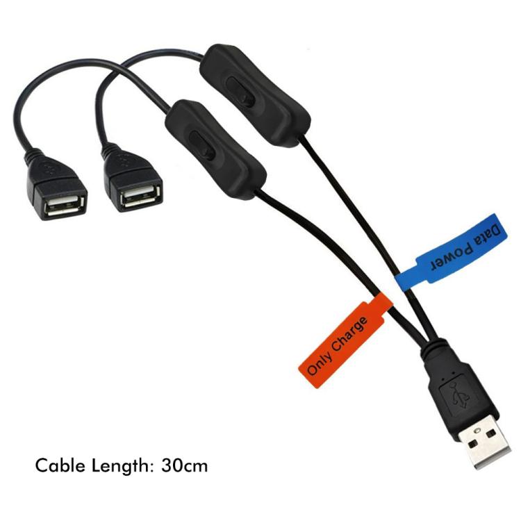 JUNSUNMAY USB 2.0 Male to 2 Dual USB Female Jack Y Splitter Hub Power Cord Extension Adapter with On/Off Switch - USB Cable by JUNSUNMAY | Online Shopping UK | buy2fix