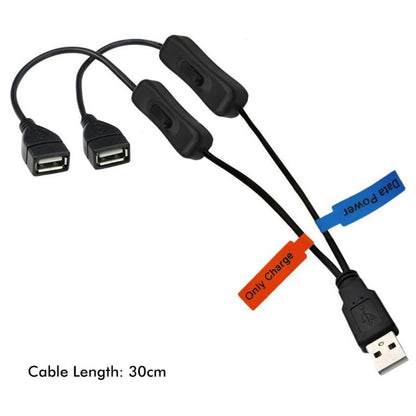 JUNSUNMAY USB 2.0 Male to 2 Dual USB Female Jack Y Splitter Hub Power Cord Extension Adapter with On/Off Switch - USB Cable by JUNSUNMAY | Online Shopping UK | buy2fix