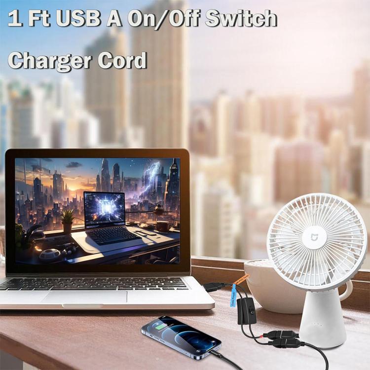 JUNSUNMAY USB 2.0 Male to 2 Dual USB Female Jack Y Splitter Hub Power Cord Extension Adapter with On/Off Switch - USB Cable by JUNSUNMAY | Online Shopping UK | buy2fix