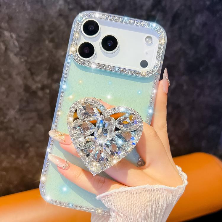 For iPhone Air Diamond Glitter Gemstone Heart Holder Phone Case(Light Yellow) - iPhone Air Cases by buy2fix | Online Shopping UK | buy2fix