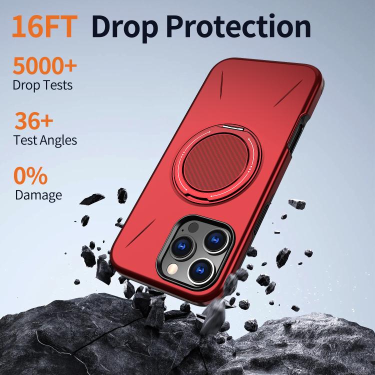 For iPhone 16 Pro Max Kalebol Magnetic MagSafe Rotation Holder PC Phone Case(Red) - iPhone 16 Pro Max Cases by Kalebol | Online Shopping UK | buy2fix