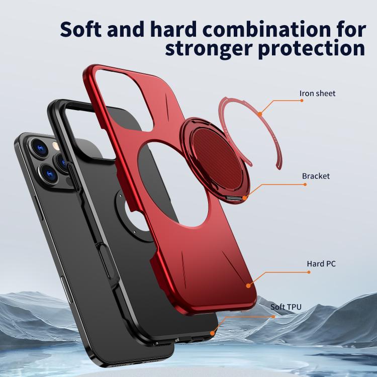 For iPhone 16 Pro Max Kalebol Magnetic MagSafe Rotation Holder PC Phone Case(Red) - iPhone 16 Pro Max Cases by Kalebol | Online Shopping UK | buy2fix