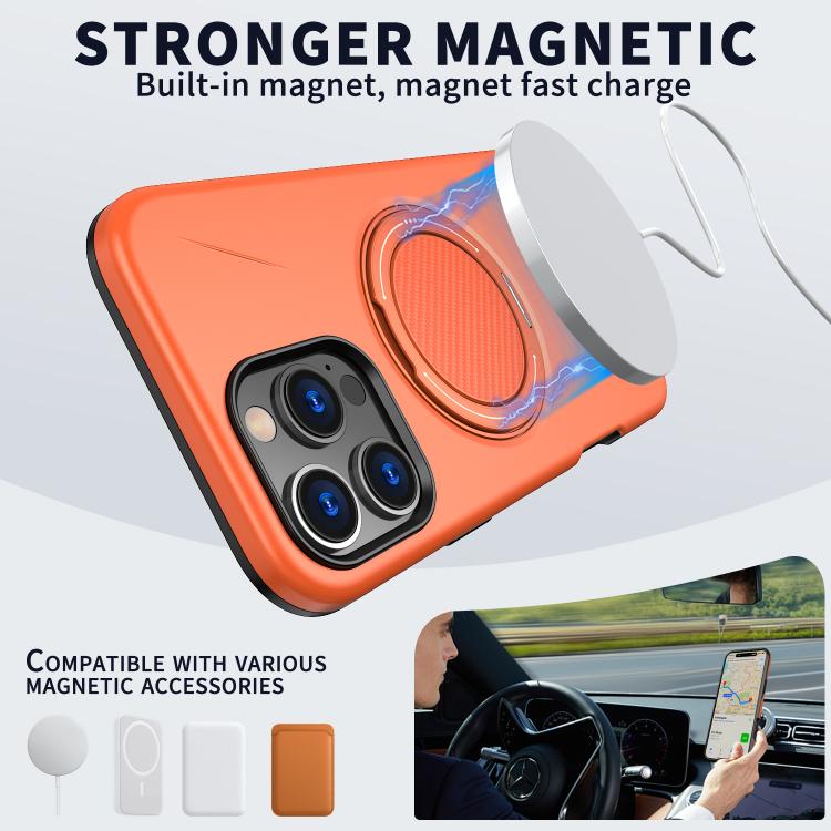 For iPhone 16 Pro Max Kalebol Magnetic MagSafe Rotation Holder PC Phone Case(Orange) - iPhone 16 Pro Max Cases by Kalebol | Online Shopping UK | buy2fix