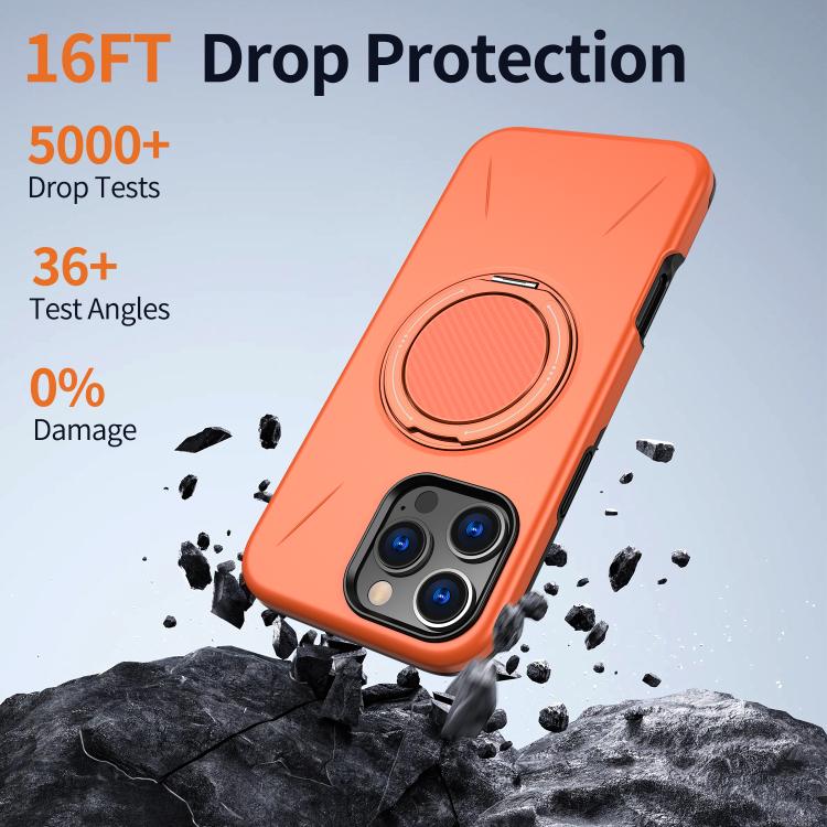 For iPhone 16 Pro Max Kalebol Magnetic MagSafe Rotation Holder PC Phone Case(Orange) - iPhone 16 Pro Max Cases by Kalebol | Online Shopping UK | buy2fix