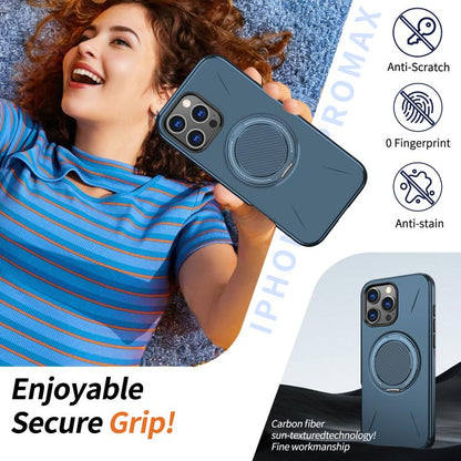 For iPhone 16 Pro Max Kalebol Magnetic MagSafe Rotation Holder PC Phone Case(Blue) - iPhone 16 Pro Max Cases by Kalebol | Online Shopping UK | buy2fix