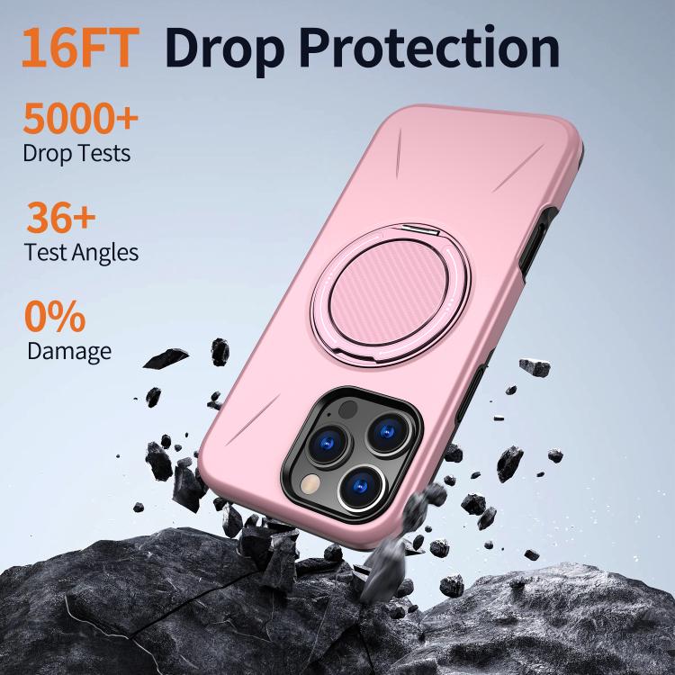 For iPhone 16 Pro Max Kalebol Magnetic MagSafe Rotation Holder PC Phone Case(Pink) - iPhone 16 Pro Max Cases by Kalebol | Online Shopping UK | buy2fix