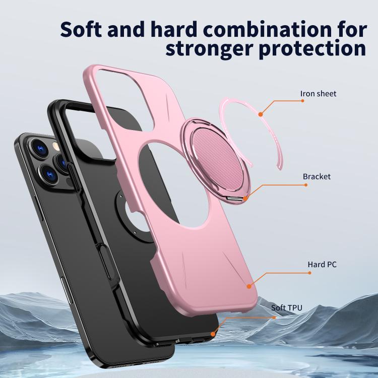 For iPhone 16 Pro Max Kalebol Magnetic MagSafe Rotation Holder PC Phone Case(Pink) - iPhone 16 Pro Max Cases by Kalebol | Online Shopping UK | buy2fix