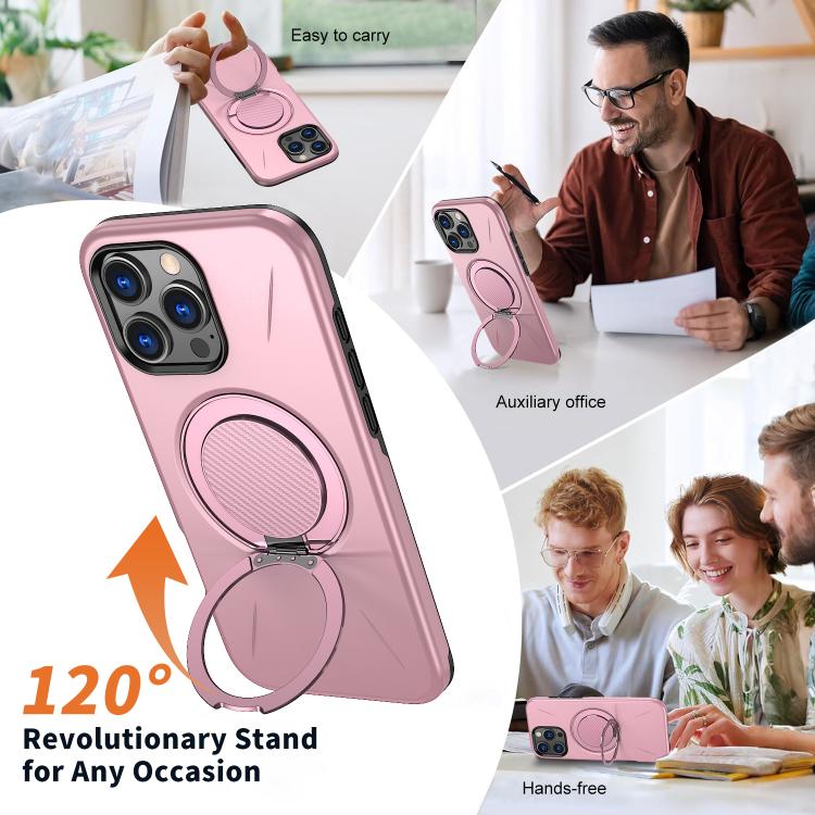 For iPhone 16 Pro Max Kalebol Magnetic MagSafe Rotation Holder PC Phone Case(Pink) - iPhone 16 Pro Max Cases by Kalebol | Online Shopping UK | buy2fix