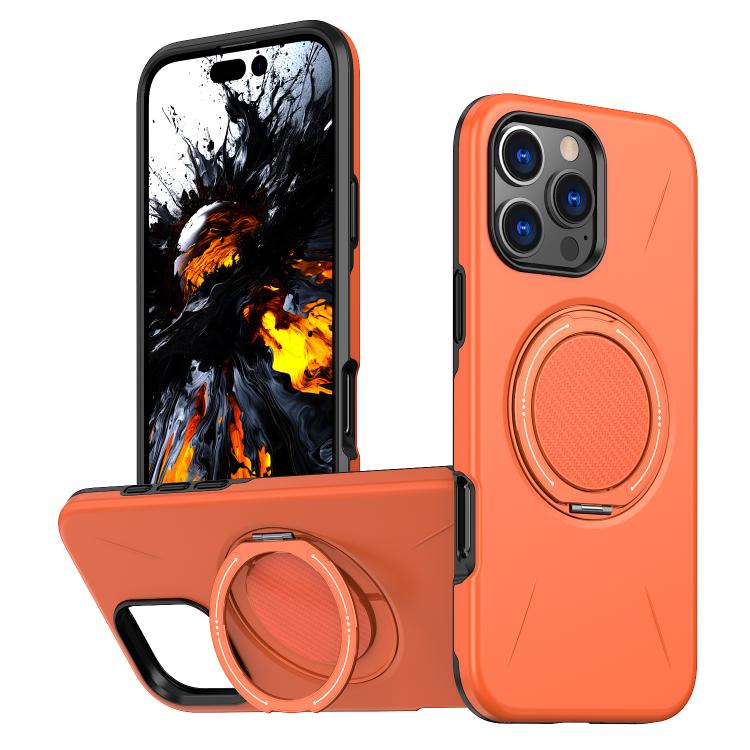 For iPhone 16 Pro Kalebol Magnetic MagSafe Rotation Holder PC Phone Case(Orange) - iPhone 16 Pro Cases by Kalebol | Online Shopping UK | buy2fix
