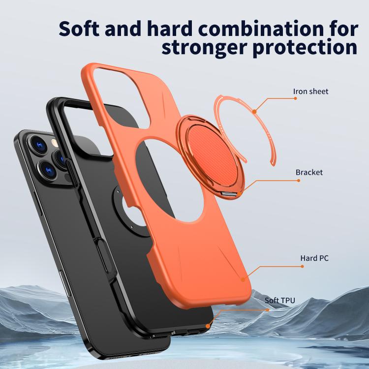 For iPhone 16 Pro Kalebol Magnetic MagSafe Rotation Holder PC Phone Case(Orange) - iPhone 16 Pro Cases by Kalebol | Online Shopping UK | buy2fix