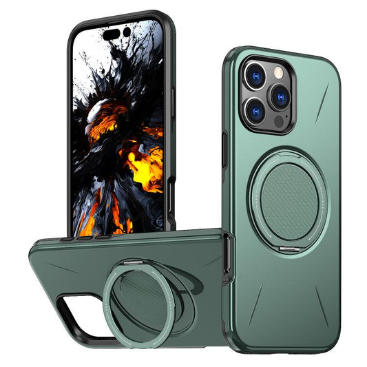 For iPhone 16 Pro Kalebol Magnetic MagSafe Rotation Holder PC Phone Case(Grey Green) - iPhone 16 Pro Cases by Kalebol | Online Shopping UK | buy2fix