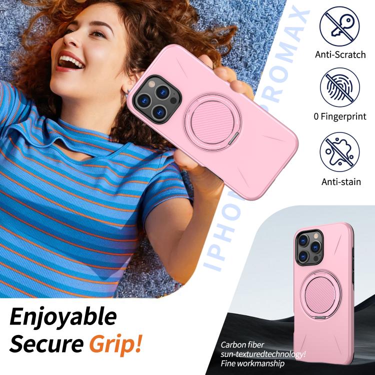 For iPhone 16 Pro Kalebol Magnetic MagSafe Rotation Holder PC Phone Case(Pink) - iPhone 16 Pro Cases by Kalebol | Online Shopping UK | buy2fix