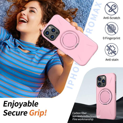 For iPhone 16 Pro Kalebol Magnetic MagSafe Rotation Holder PC Phone Case(Pink) - iPhone 16 Pro Cases by Kalebol | Online Shopping UK | buy2fix