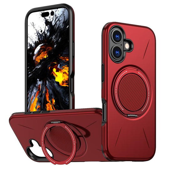 For iPhone 16 Kalebol Magnetic MagSafe Rotation Holder PC Phone Case(Red)