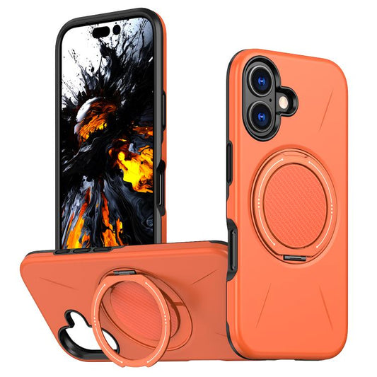 For iPhone 16 Kalebol Magnetic MagSafe Rotation Holder PC Phone Case(Orange) - iPhone 16 Cases by Kalebol | Online Shopping UK | buy2fix