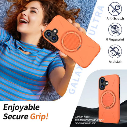 For iPhone 16 Kalebol Magnetic MagSafe Rotation Holder PC Phone Case(Orange) - iPhone 16 Cases by Kalebol | Online Shopping UK | buy2fix
