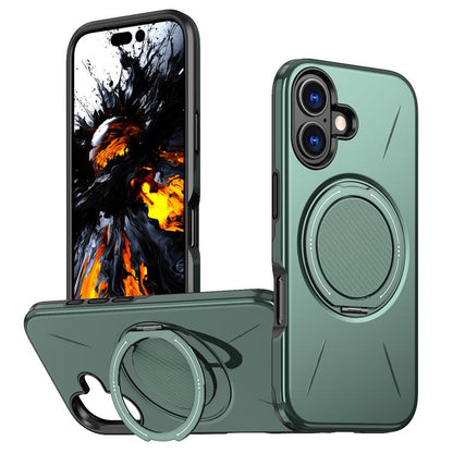 For iPhone 16 Kalebol Magnetic MagSafe Rotation Holder PC Phone Case(Grey Green) - iPhone 16 Cases by Kalebol | Online Shopping UK | buy2fix
