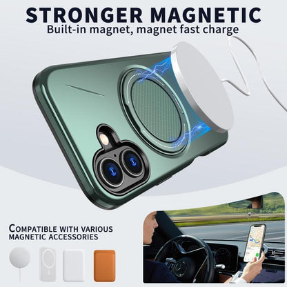 For iPhone 16 Kalebol Magnetic MagSafe Rotation Holder PC Phone Case(Grey Green) - iPhone 16 Cases by Kalebol | Online Shopping UK | buy2fix